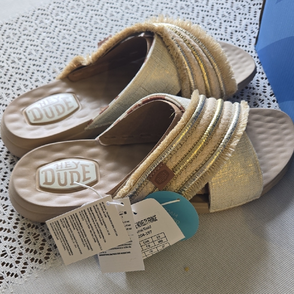 Hey Dude Christi Women's Gold Slide Sandals